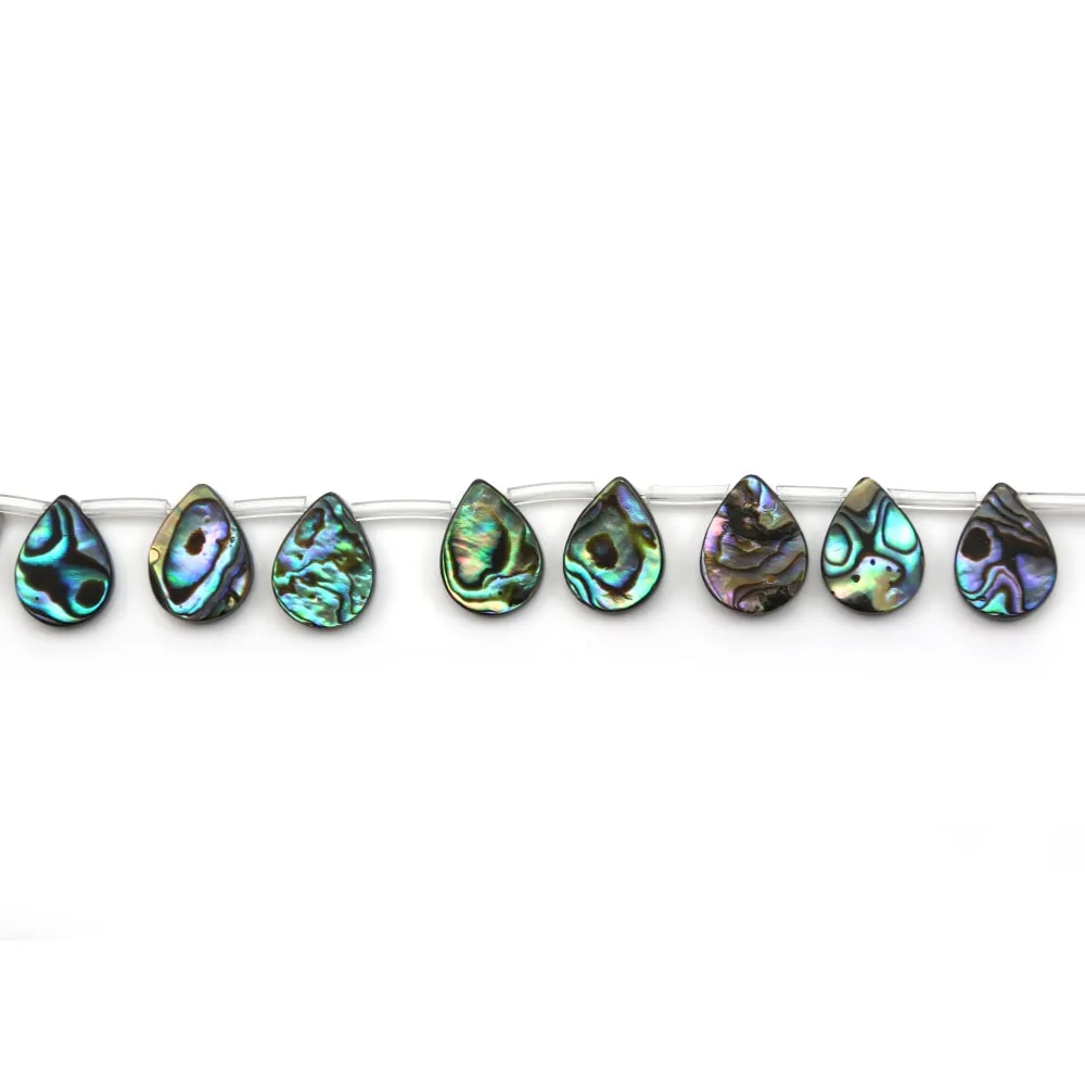 Nacre Grise en Forme de Goutte Plate 12x16mm x 40cm 