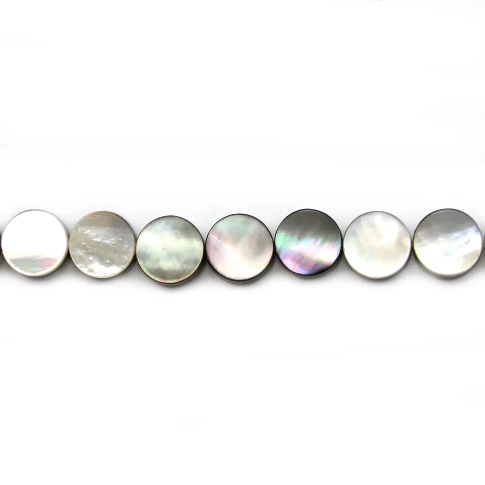 Nacre grise en forme de rond plat 10mm x 20 pcs