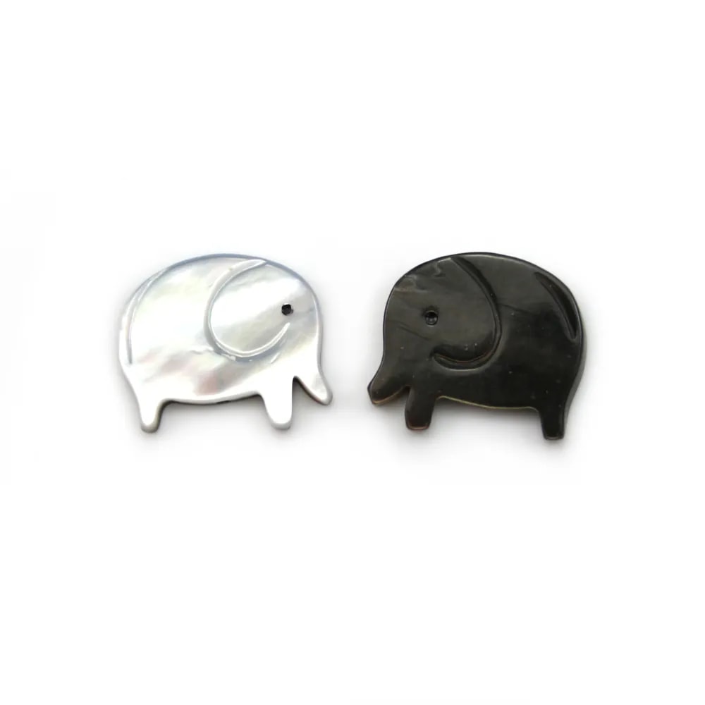 Nacre grise en forme d'éléphant 12x14mm x 1pc
