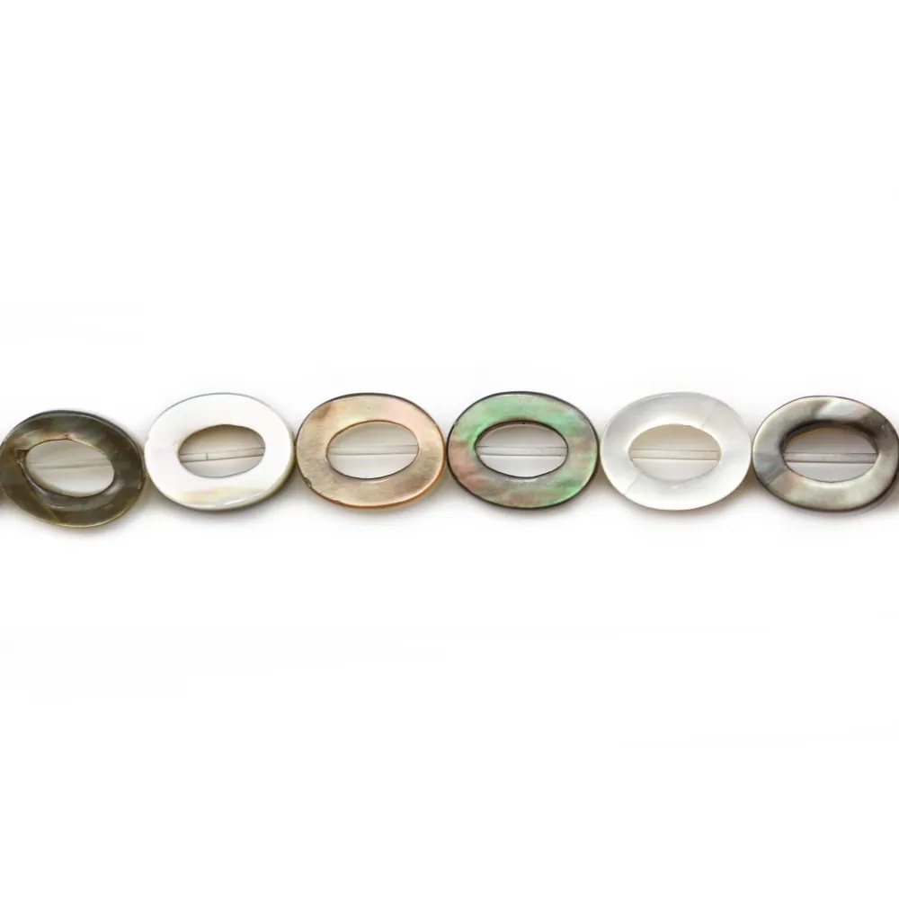 Nacre grise en oval évidé 6x8mm x 10 pcs