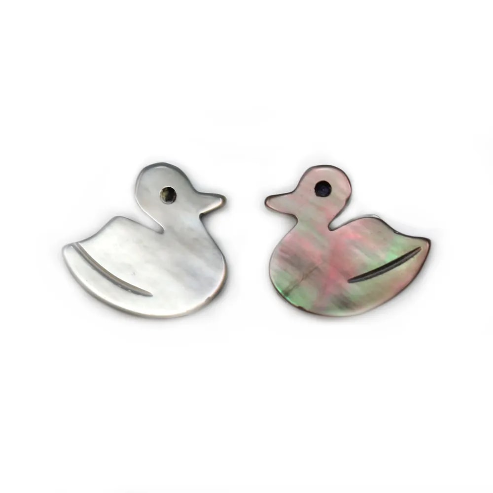 Nacre grise en forme de canard 10x10mm x 2pcs