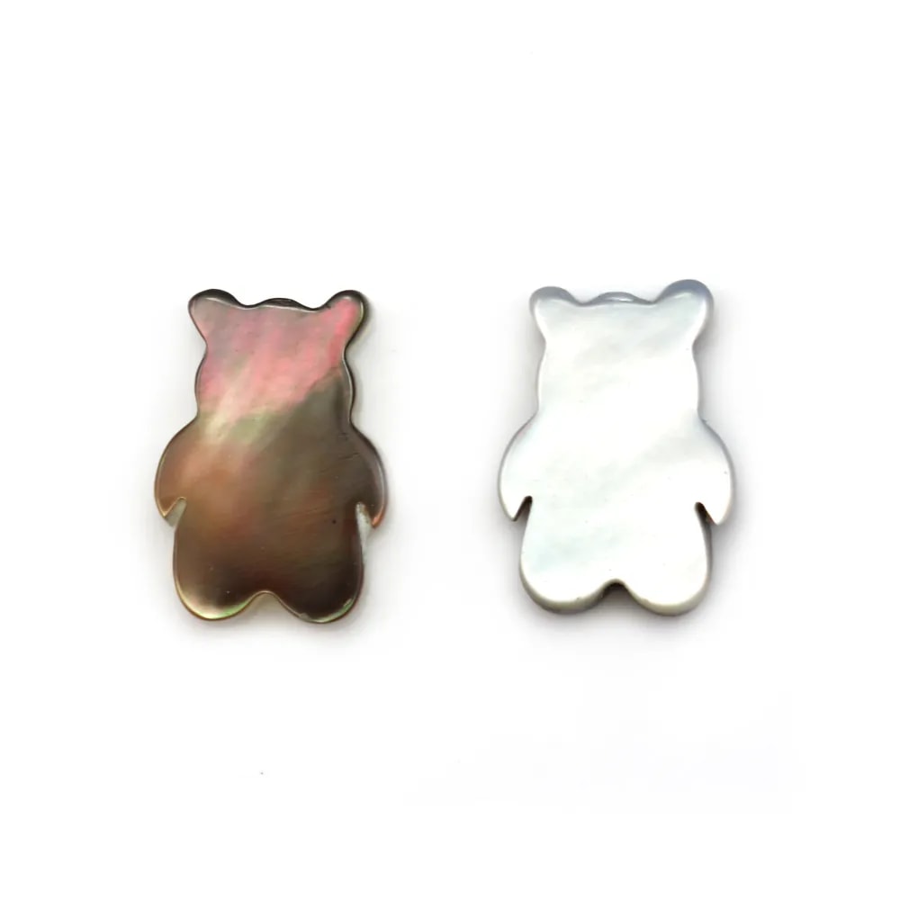 Nacre grise en forme d'ourson 7x10mm x 2pcs
