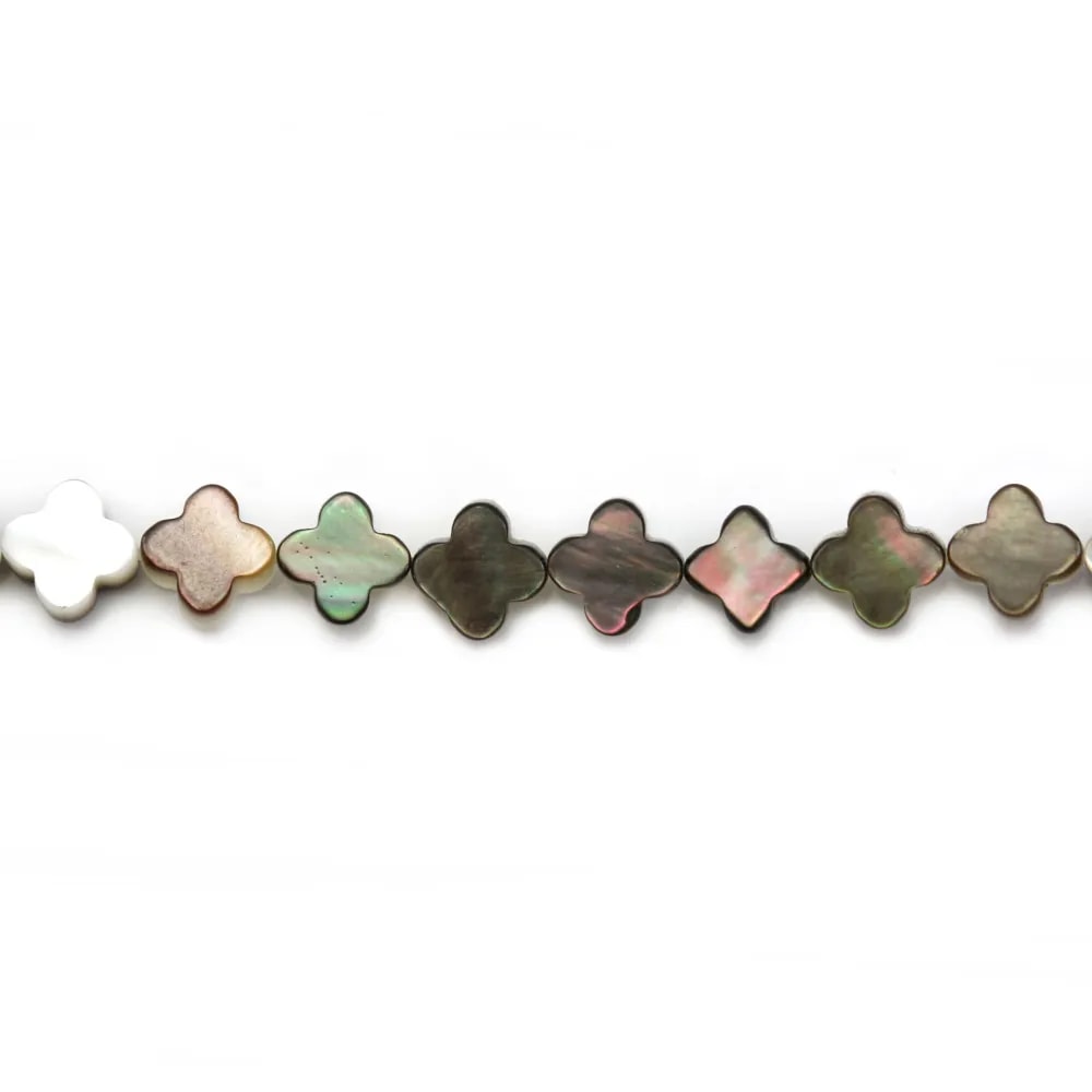 Nacre grise en forme de trèfle 6mm x 4 pcs
