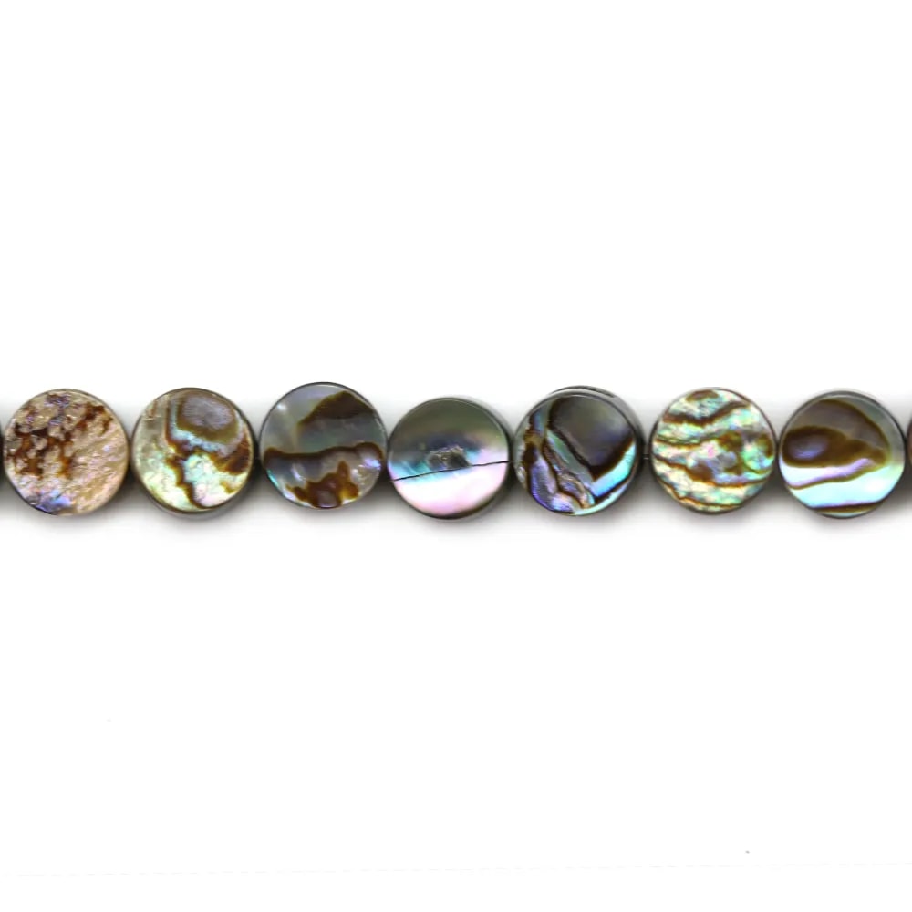 Nacre d'ormeau en rond plat 6mm x 10pcs