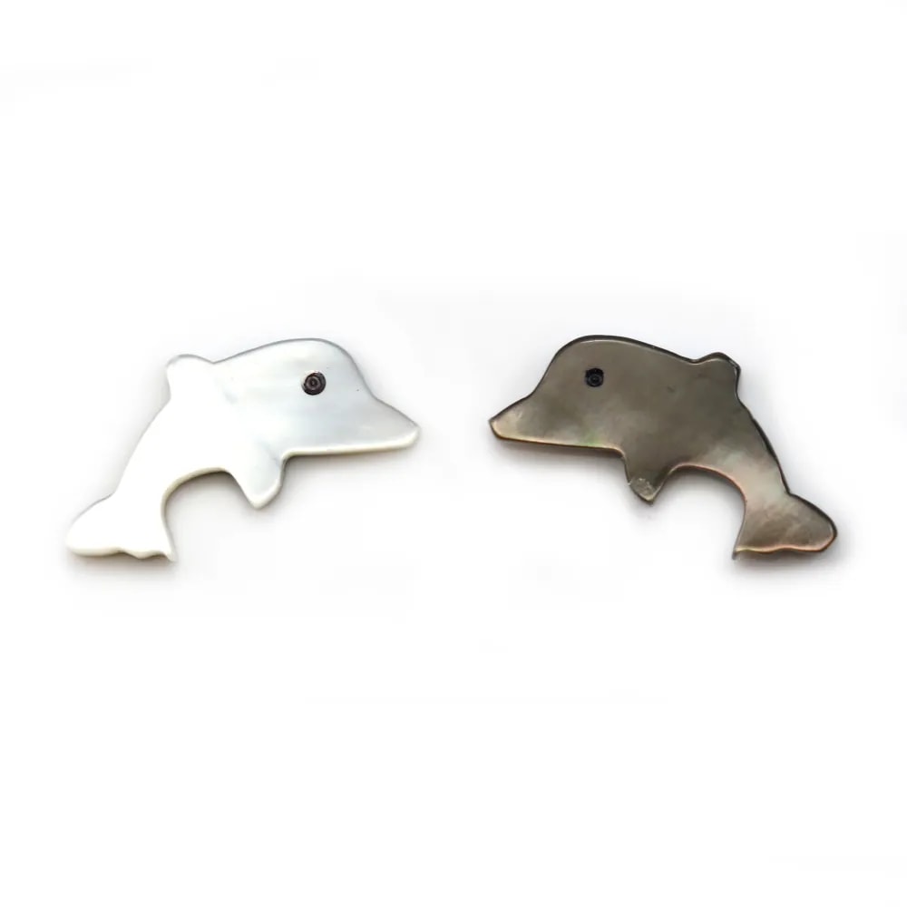 Nacre grise en forme de dauphin 8x15mm x 2pcs