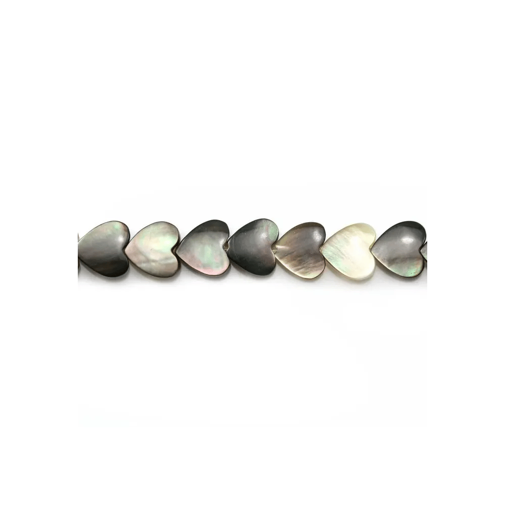 Nacre grise en forme de coeur sur fil 6mm x 40cm
