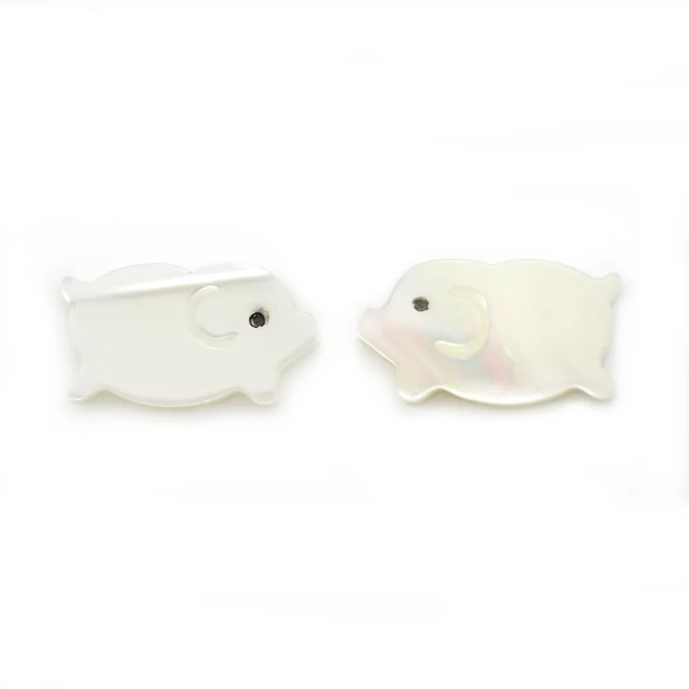 Nacre blanche en forme de cochon 8x14mm x 1pc