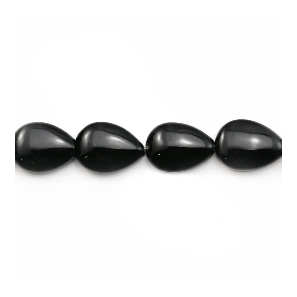 Agate noir goutte plate 10x14mm x 4pcs