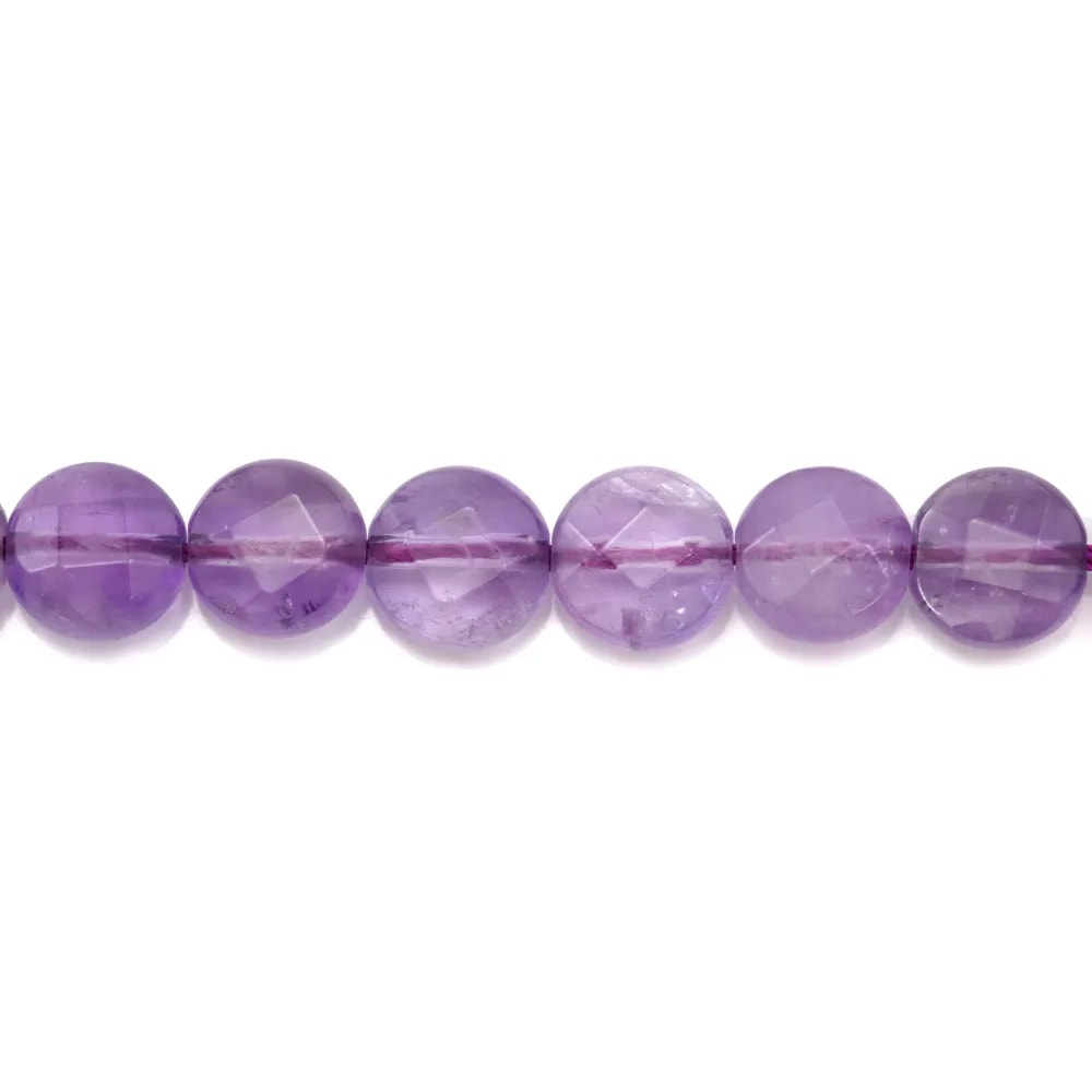 Améthyste claire ronde plate facetté 8mm x 6pcs