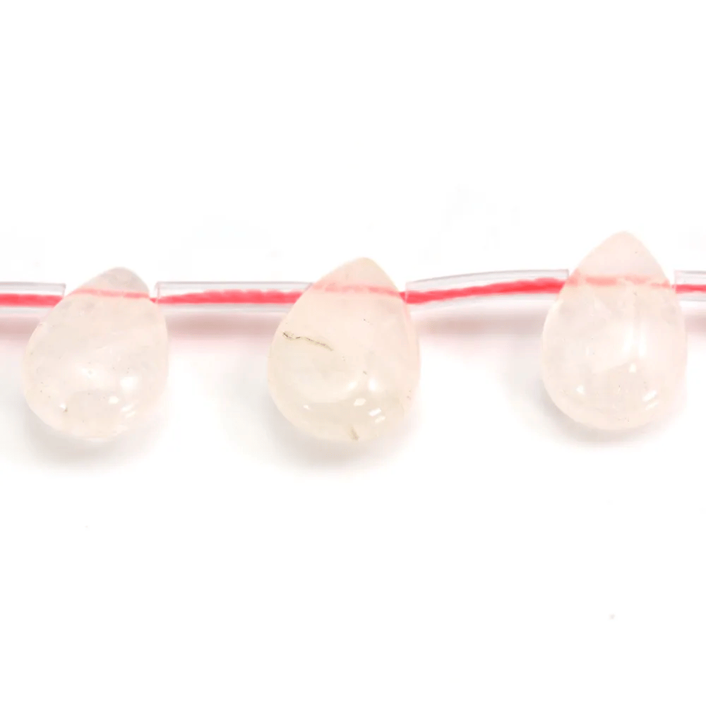 Rose quartz flat drop 8x12mm x 4pcs