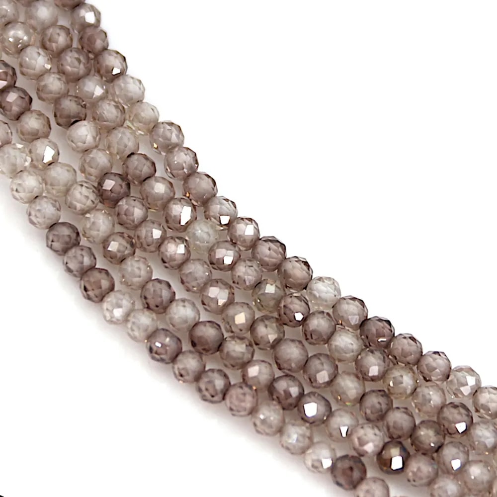 Oxyde de zirconium marron rond facetté 2mm x 39cm