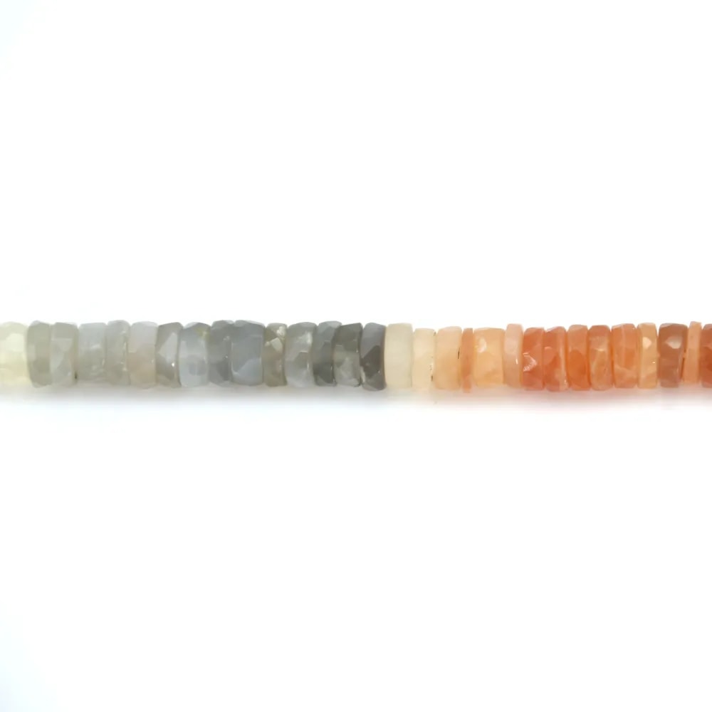Pietra di luna multicolore rotonda heishi sfaccettata 7-8 mm x 21 cm