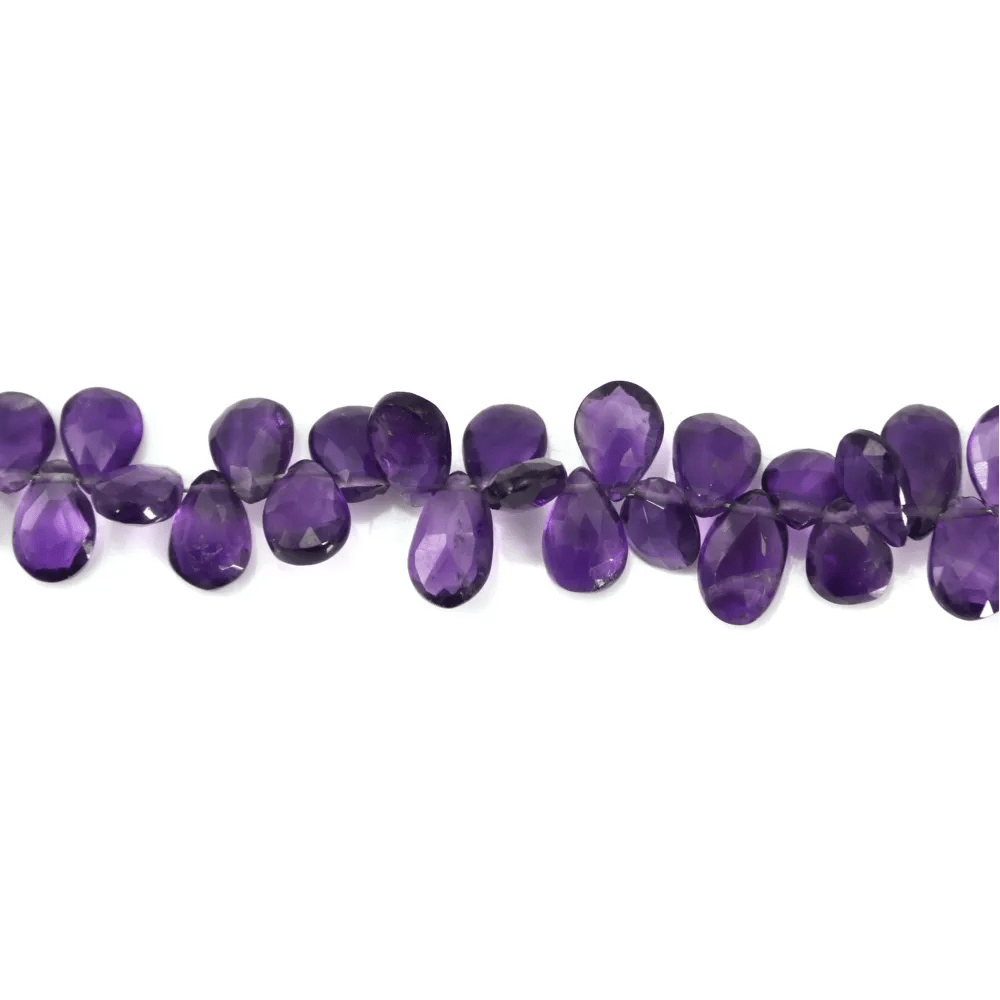 Amethyst flat faceted drop various size x 20cm