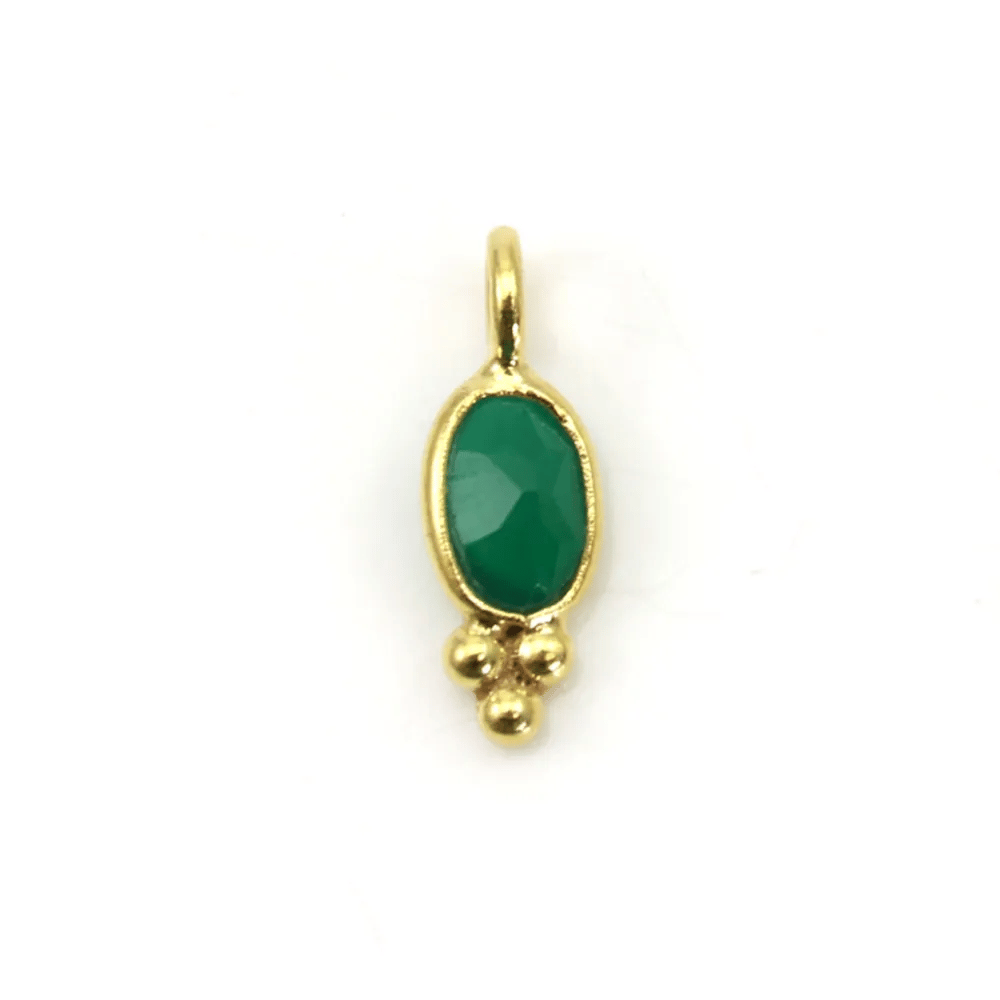 Breloque en Agate verte ovale facettée 4x11mm x 2pcs