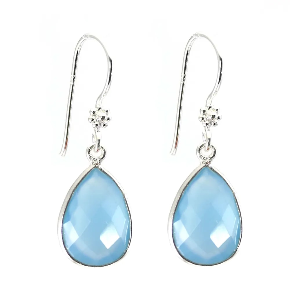 Ohrring Silber 925 Chalcedon Tropfen x 2pcs