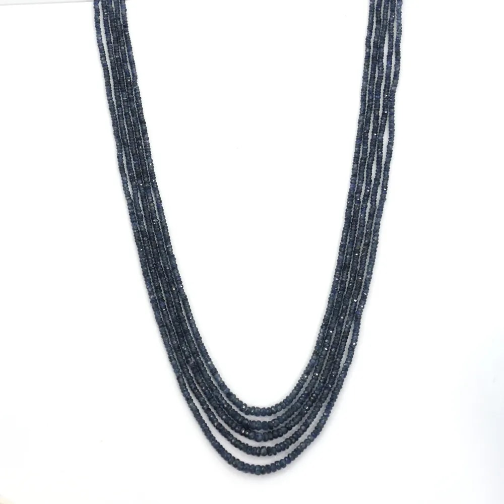 Collier  5 rangs saphir rondelle facette 3-4mm