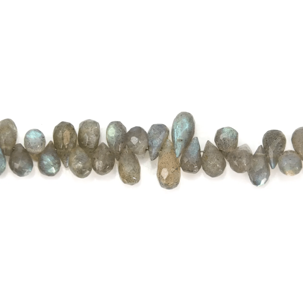 Labradorite briolette gota facetada 4-5* 7-10mm x21cm