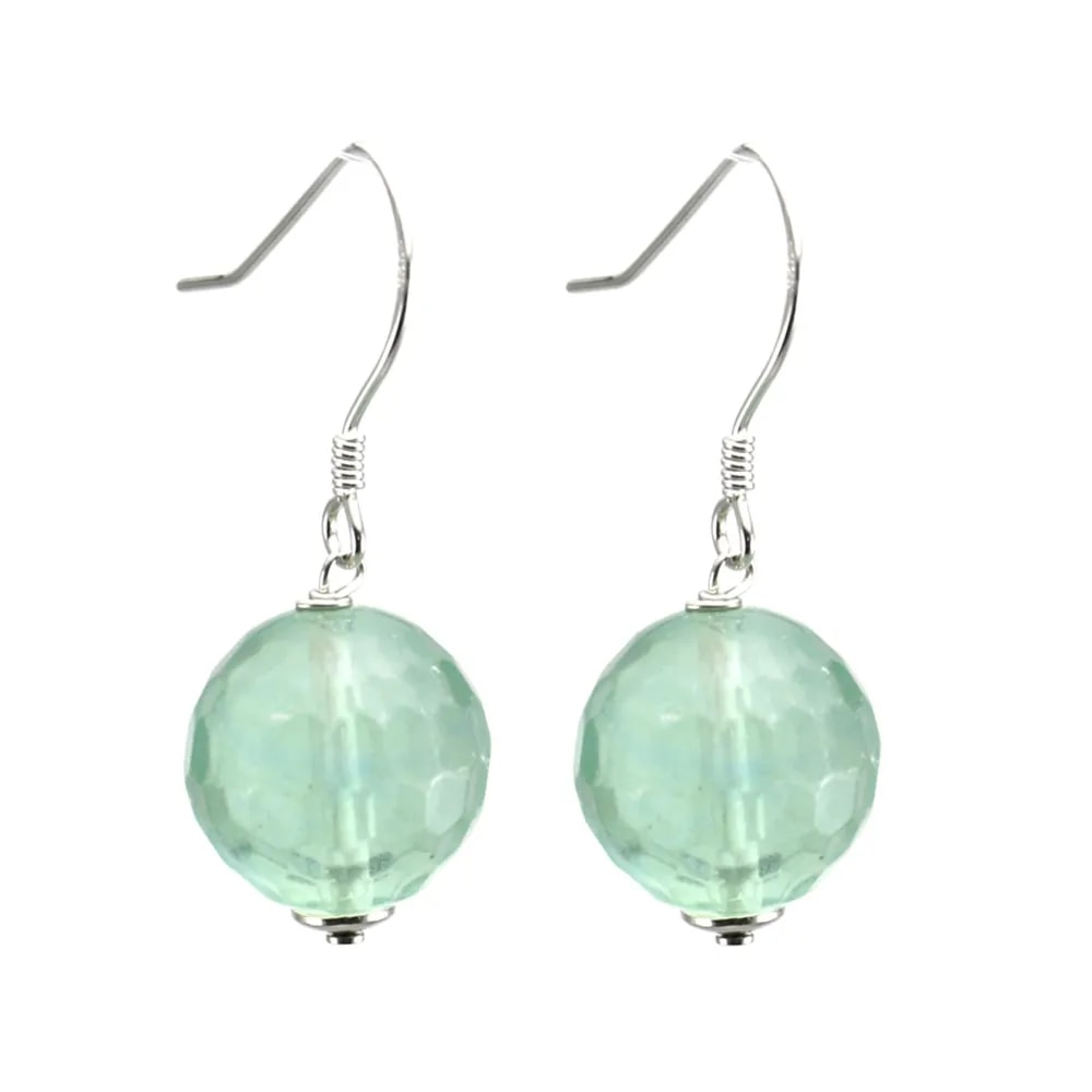 Earrings :  fluorite & silver 925 12mm x 2pcs  
