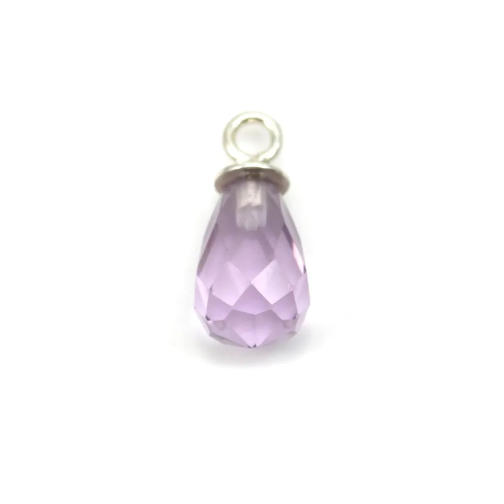 Pendant half-drilled in clear amethyste 9x12mm  x 1pc
