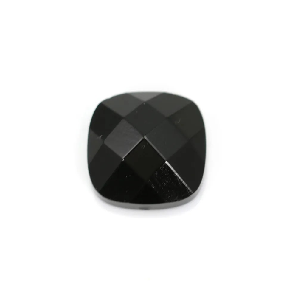 Cabochon agate noir carre facette  14mm x 1pc