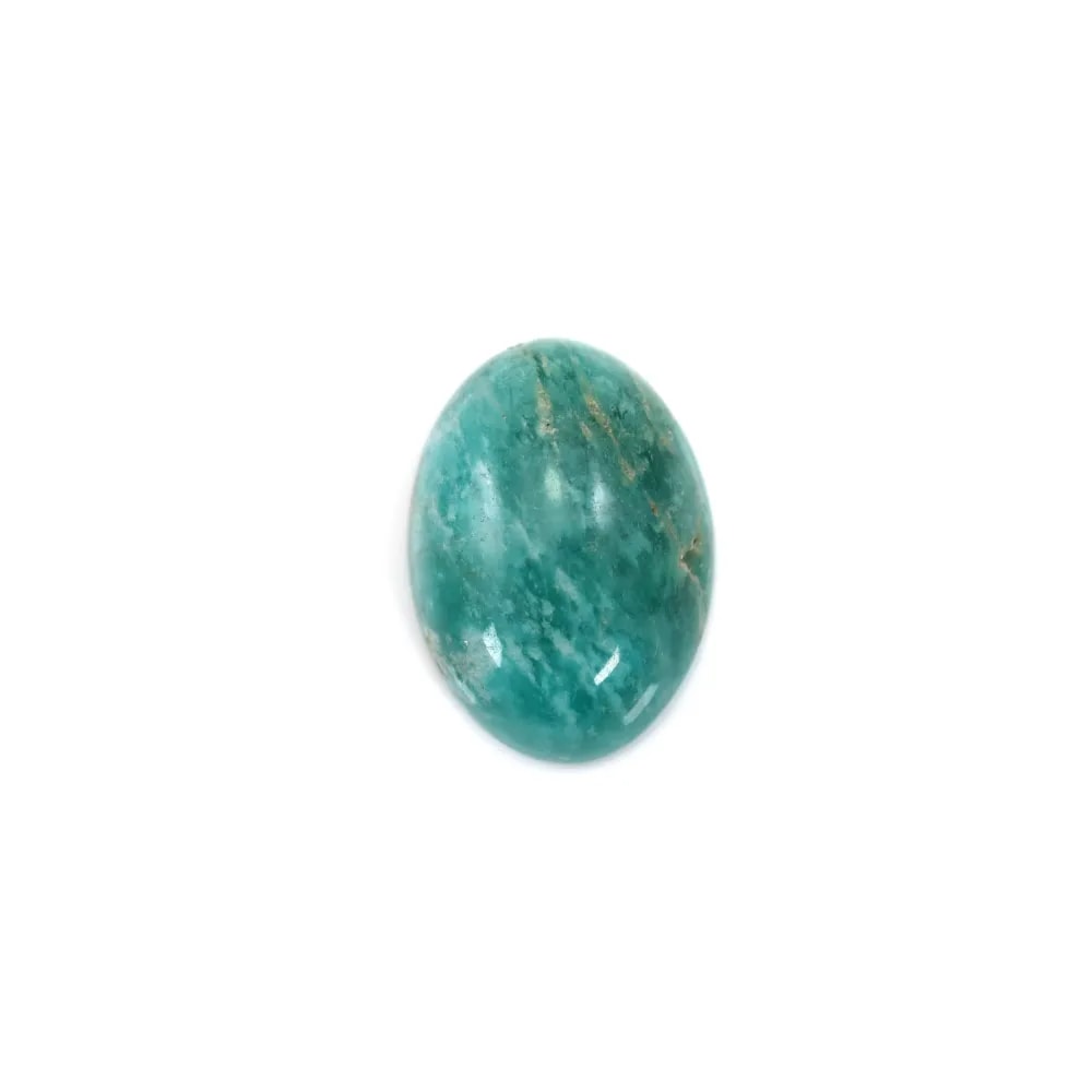 Cabochon Amazonite du Pérou qualité B , de forme ovale, 8x10mm x 1pc
