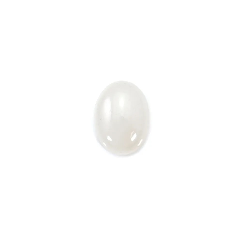 Cabochon white jade oval 6x8mm x 4pcs