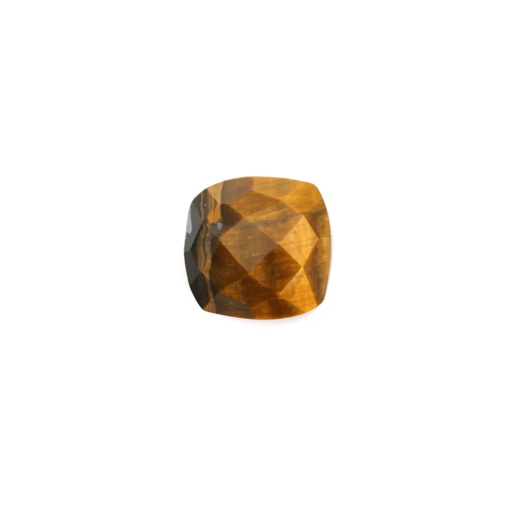 Cabochon en oeil de tigre carré facette 10mm x 1pc