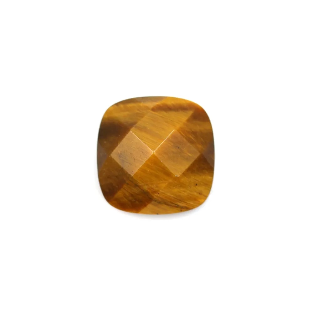 Cabochon oeil de tigre carre facette  14mm x 1pc