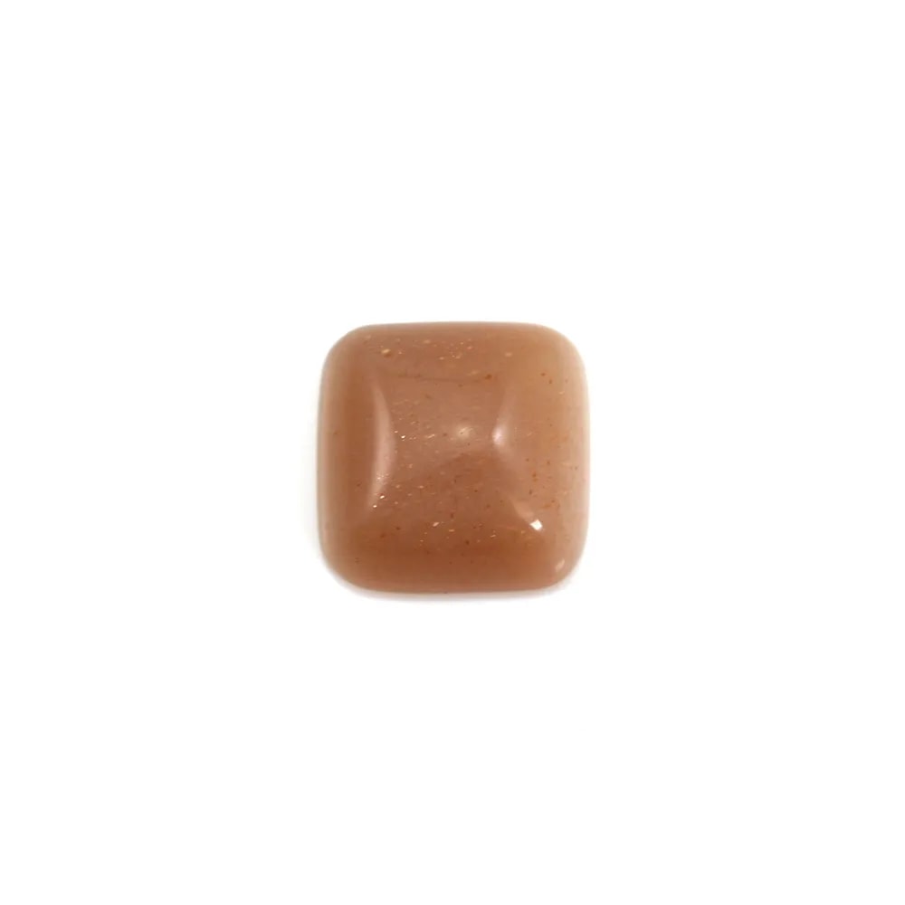 Cabochon Pietra di Luna arancione quadrato 10mm x 1pc