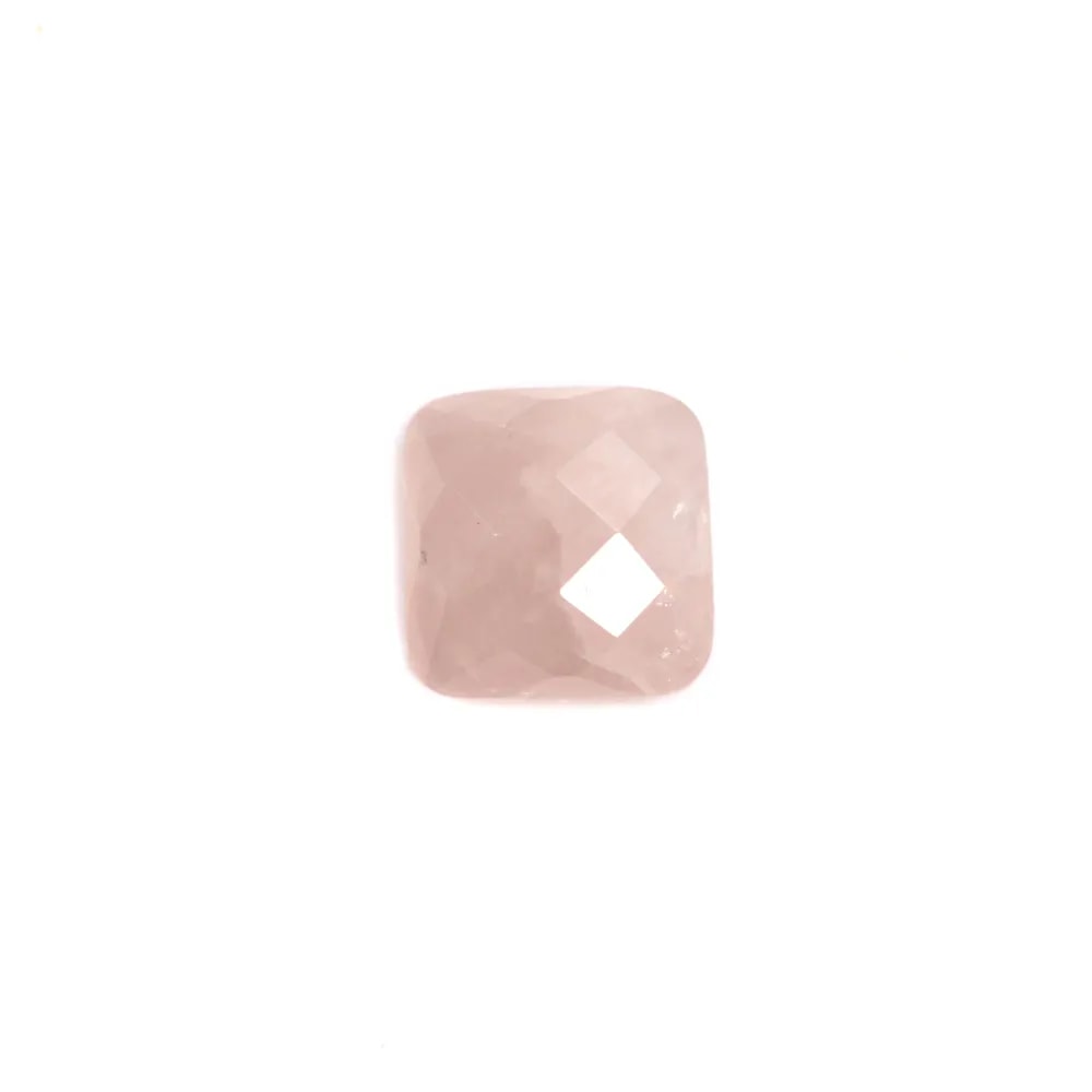 Cabochon quartz rose carre facette 10mm x 1pc