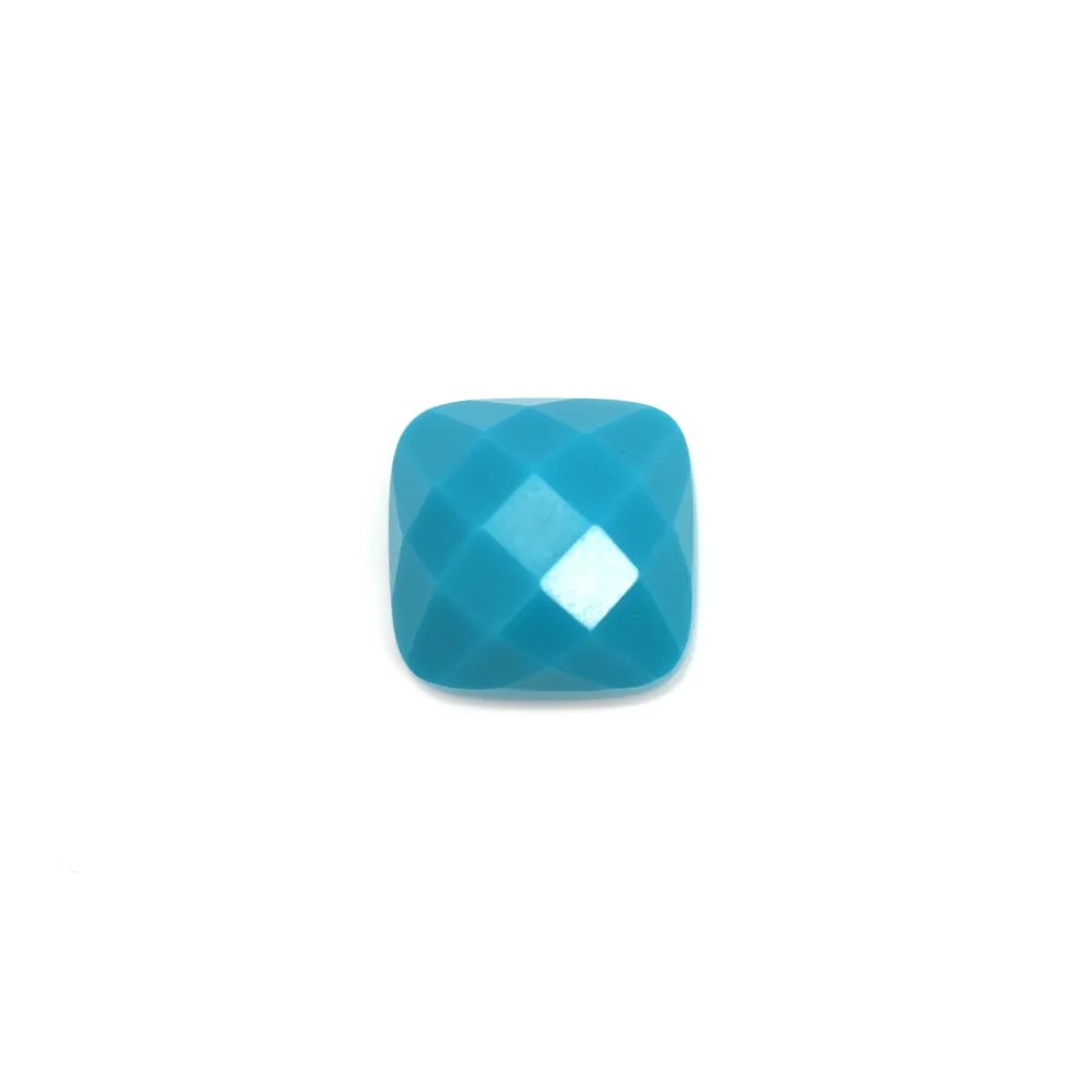 Cabochon turquoise reconstitué carré facette 10mm x 1pc