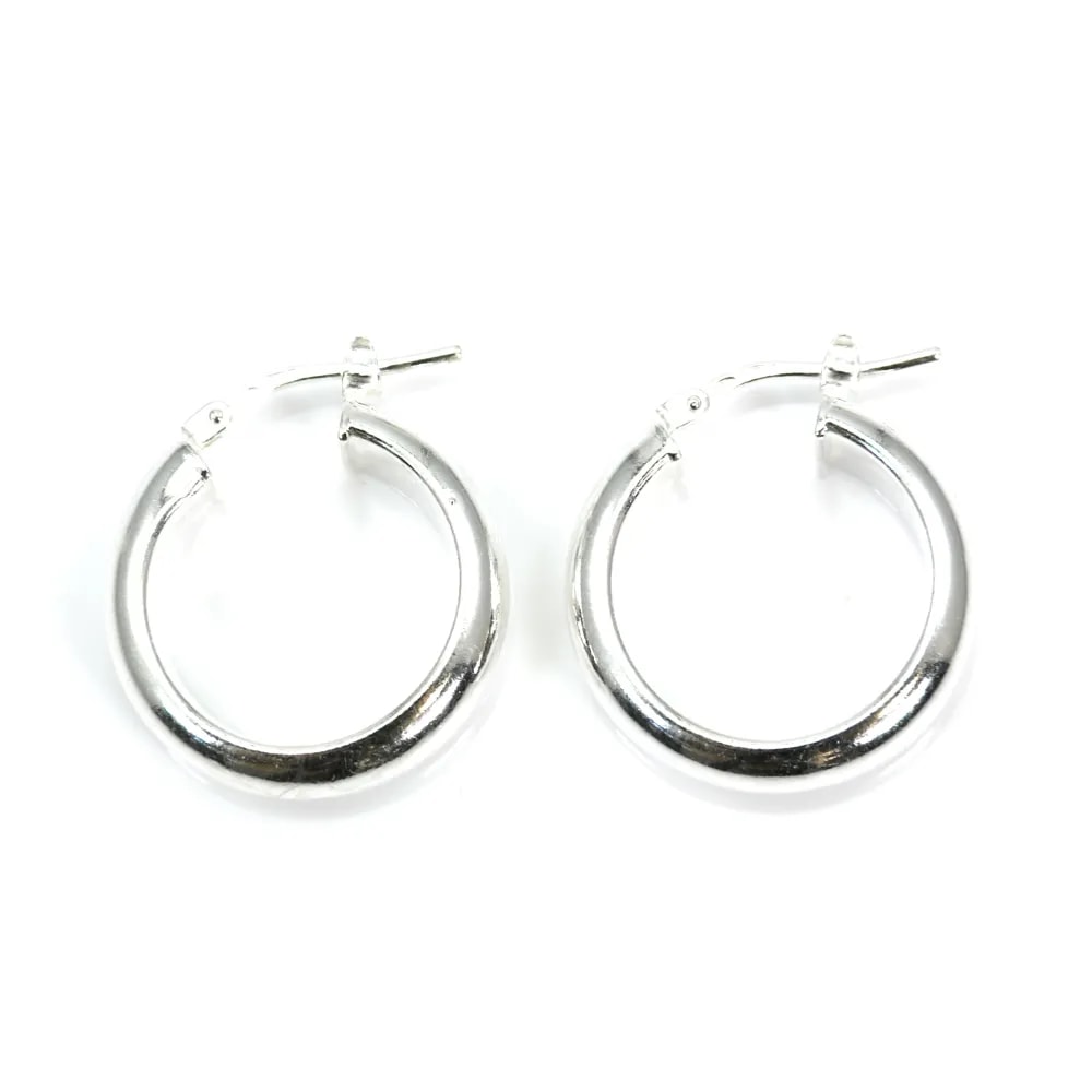 Crioulo meio redondo 20mm Prata 925 x 2pcs