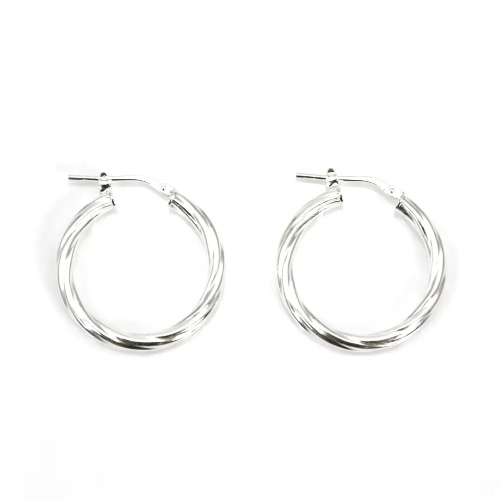 Creole gedreht 25mm Silber 925 x 2pcs