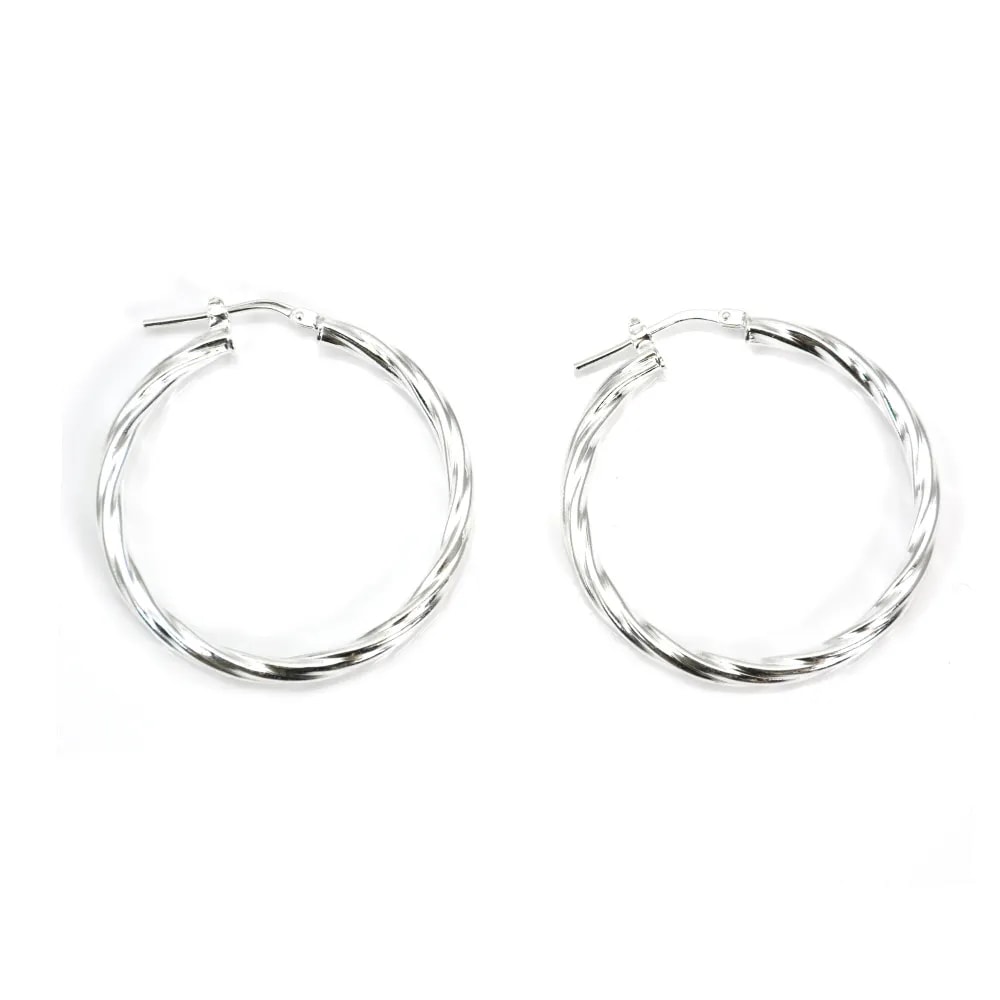 Creole gedreht 35mm Silber 925 x 2pcs