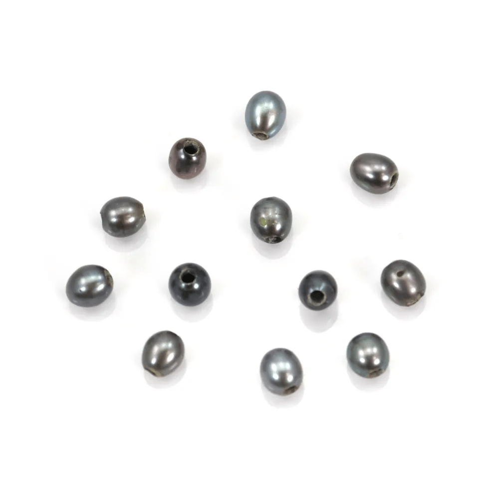 Freshwater cultured pearl, dark gray, olive, 4-4.5mm x 2pcs