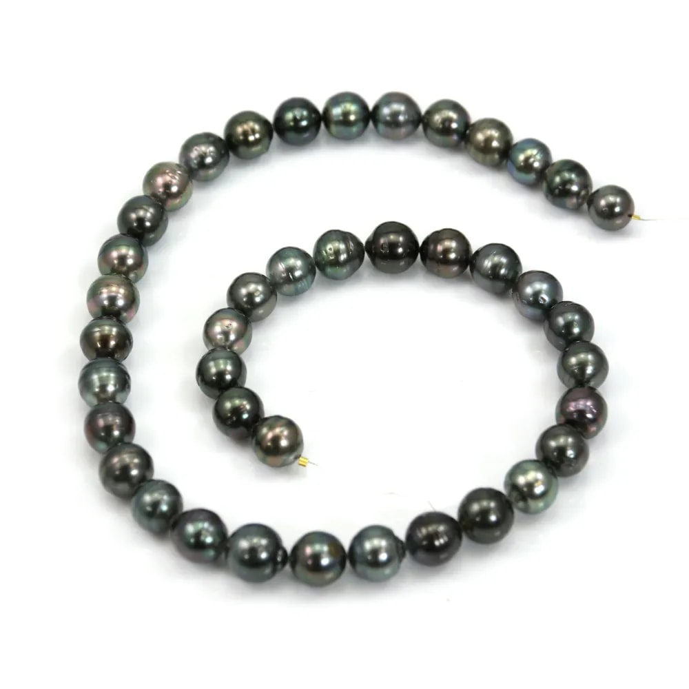 Cultured pearl of Tahiti, half-round shape, 8-11 mm x 40cm