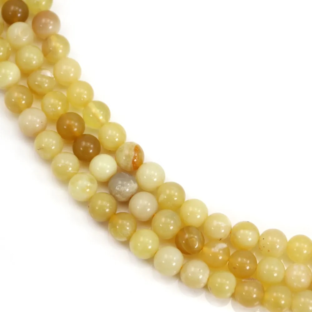 Opale de couleur jaune, de forme ronde, 8mm x 40cm