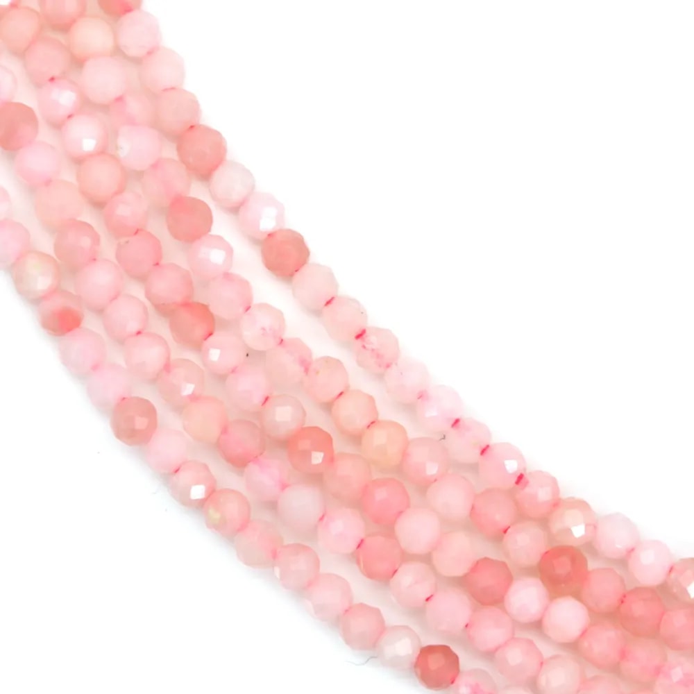 Opale rose, de forme ronde facetté, et de taille 2mm x 40cm