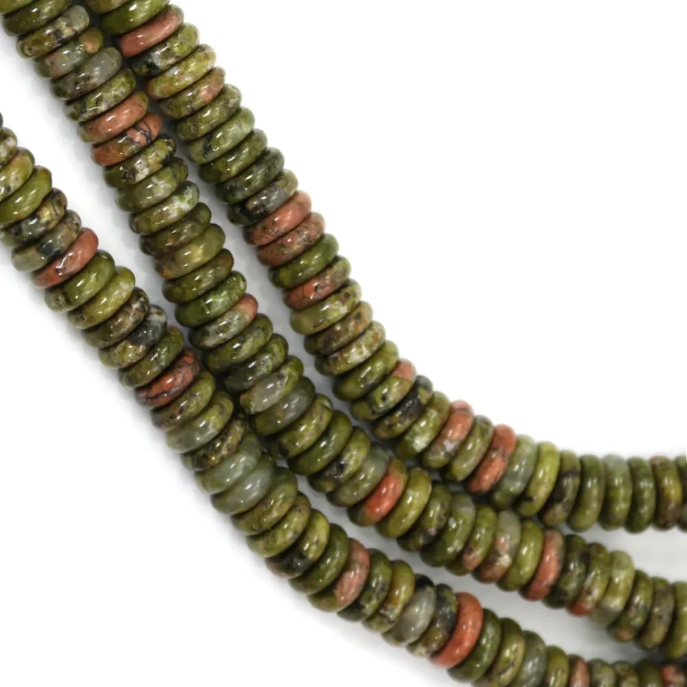 Unakite rondelle Heishi 2x6mm x 39cm