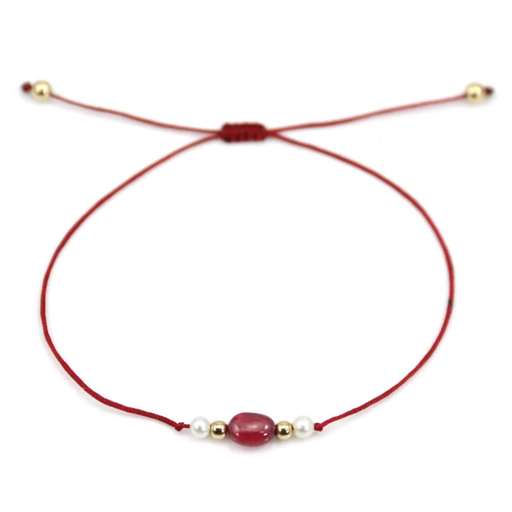 Rubin & Süßwasserperle Schnur Armband x 1St