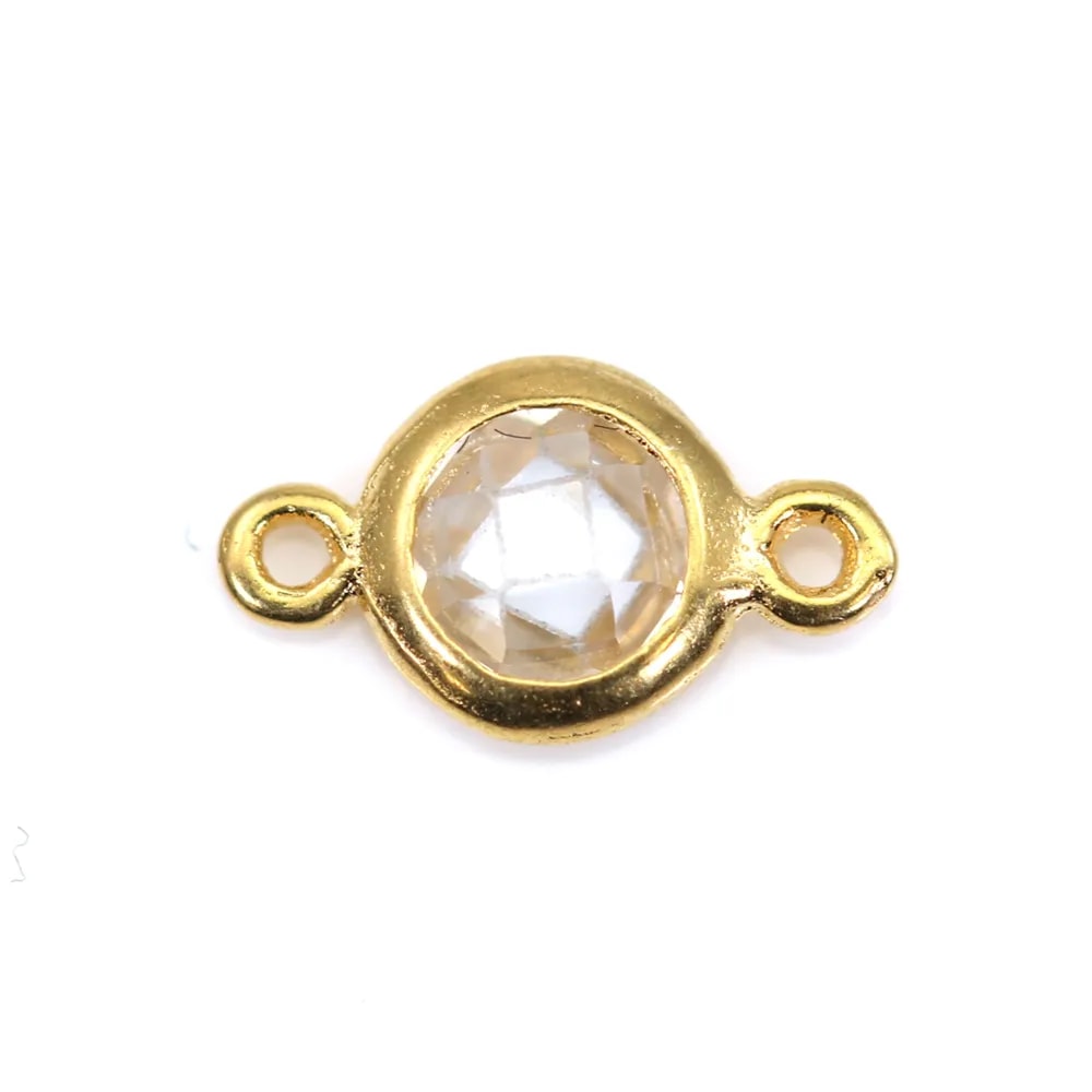 Spacer sterling silver 925 golden and crystal zirconium 5x9mm x 1pc