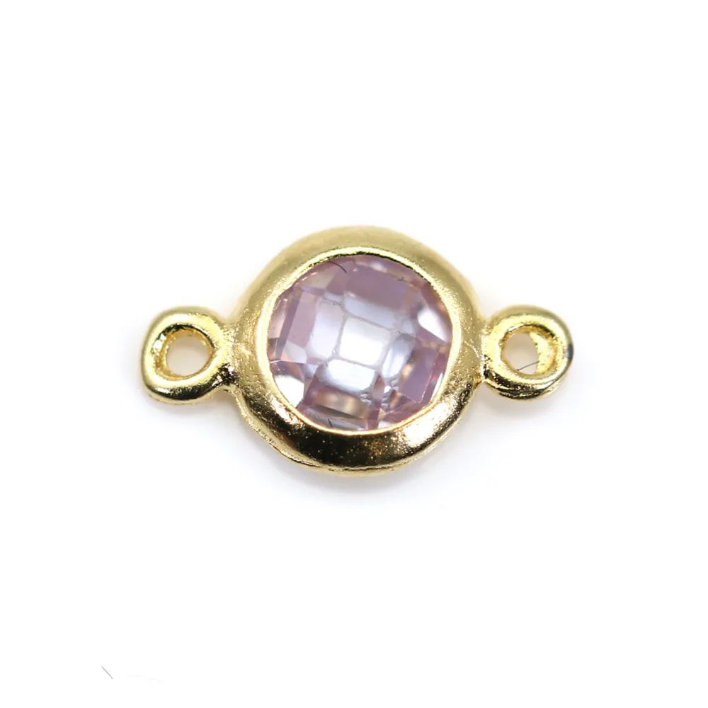 Intercalaire argent 925 doré à l'or fin et zirconium grenat 5x9mm x 1pc