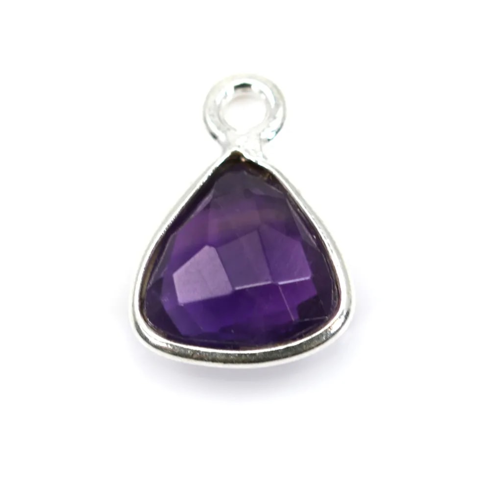 Amethyst Dreieck Facettenschliff Charm 925 Silber 9x13mm x 1St