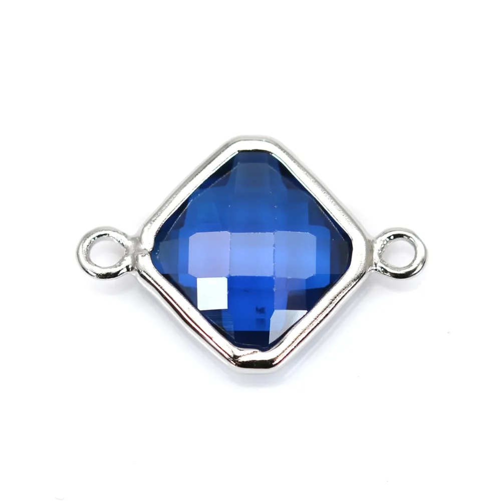 Intercalaire argent 925 et zirconium sapphir rhombe 10x17mm x 1pc
