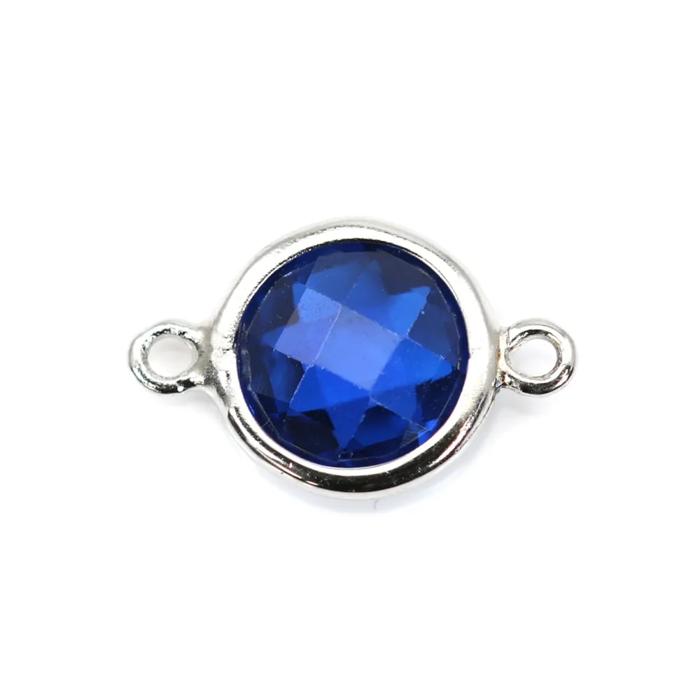 Spacer sterling silver 925 and  zirconium sapphire round 9.5x14.5mm x 1pc
