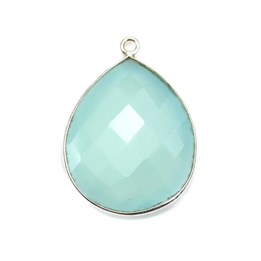 Labradorite pendant set in golden silver, in shape of a drop 21x31mm x 1pc