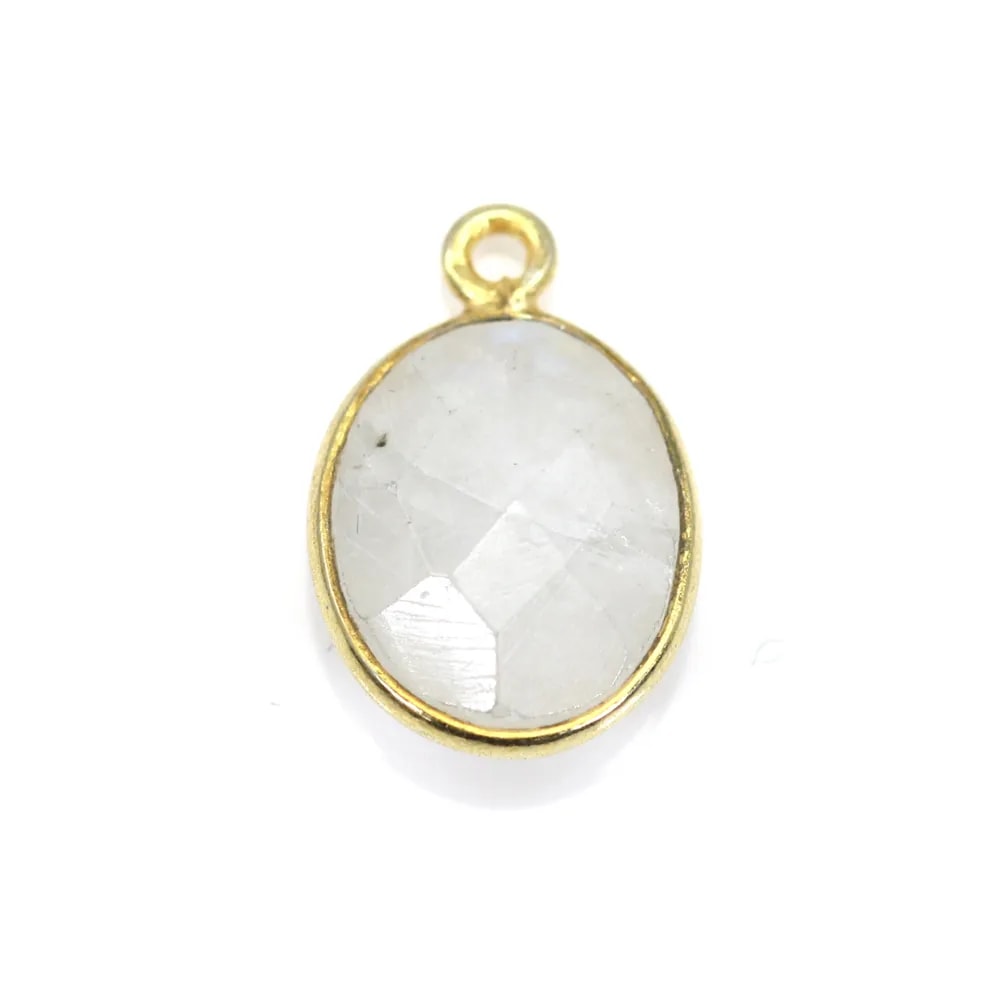 Pierre de lune de forme ovale, serti sur argent doré, 1 anneau, 9x11mm x 1pc