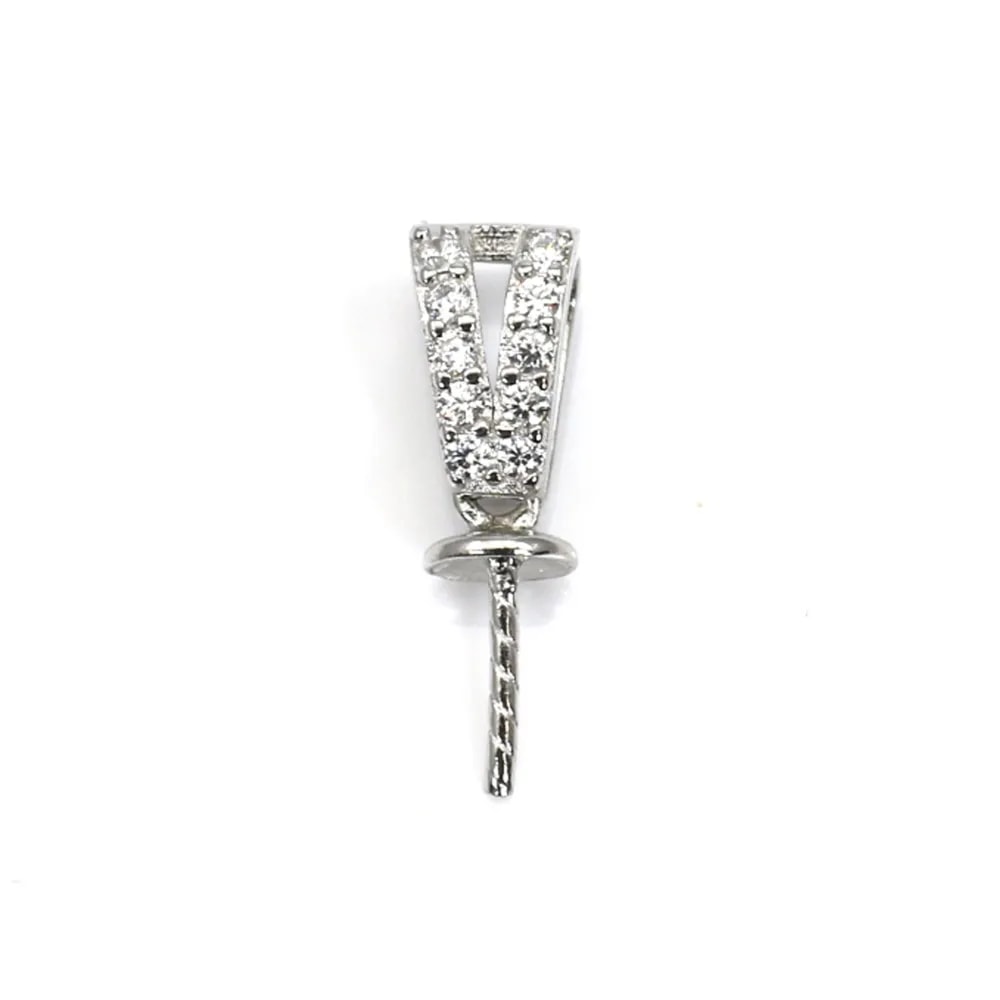Argent 925 Rhodié Bélière  avec 8 strasses 11mm x 10 pcs 