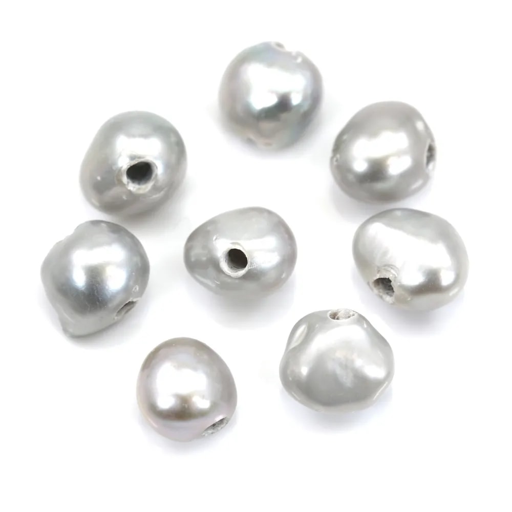 Grey baroque freshwater pearl  7-9mm with large drilling 1.9mm x 20pcs