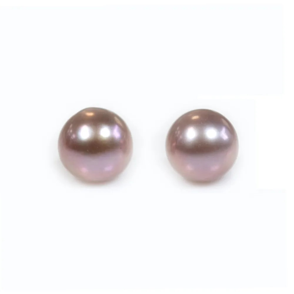 Perle de culture d'eau douce, semi-percée, mauve, ronde, 7-7.5mm x 1pc